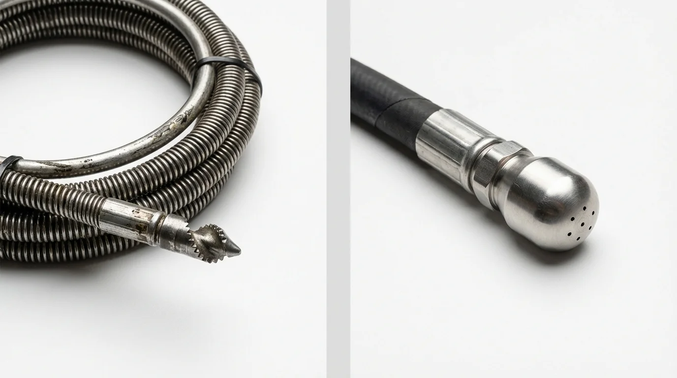 Drain snake cable and hydro jetting nozzle used for drain cleaning in Winnemucca, NV