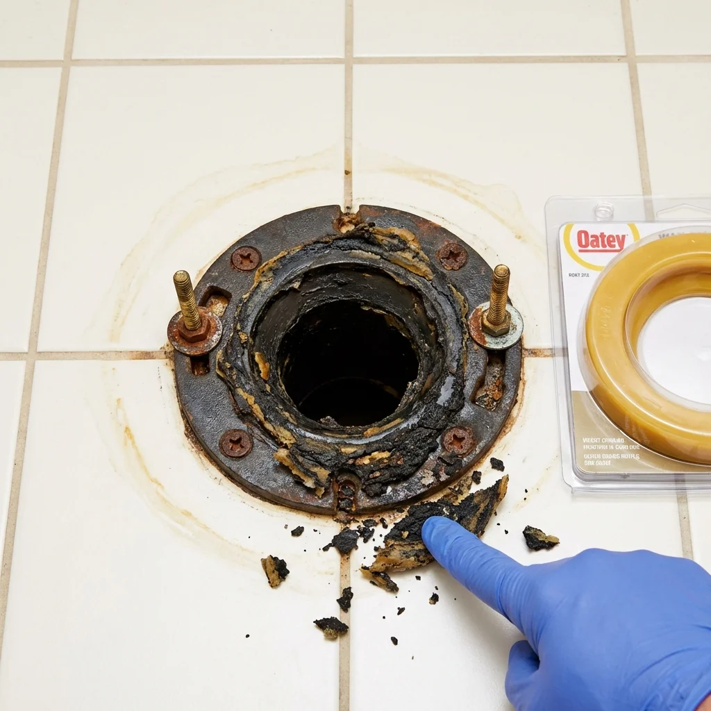 Failed wax ring showing water seepage at the base of a toilet in a Winnemucca, NV home